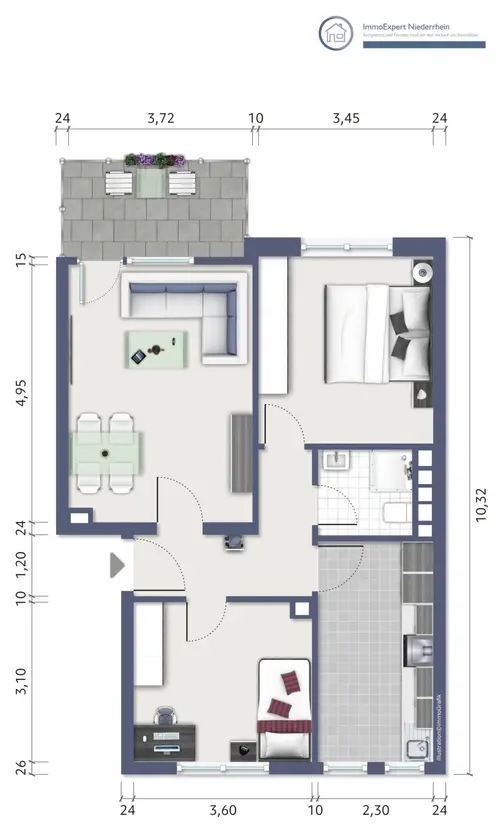 Solide Eigentumswohnung in direkter Rheinnähe umgeben von Wiesen und Feldern